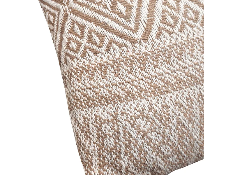 Coussin carré 40 x 40 cm coton brodé motifs aztèques beige - LUSTER