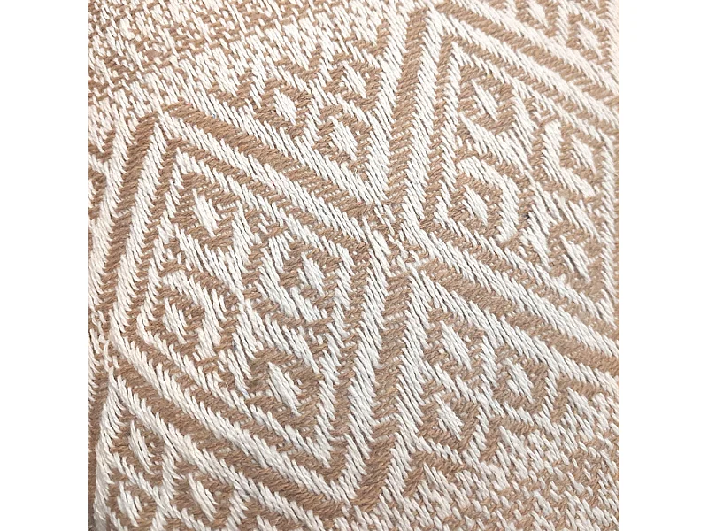 Coussin carré 40 x 40 cm coton brodé motifs aztèques beige - LUSTER