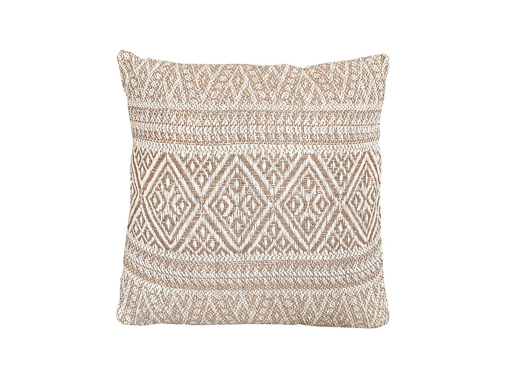 Coussin carré 40 x 40 cm coton brodé motifs aztèques beige - LUSTER