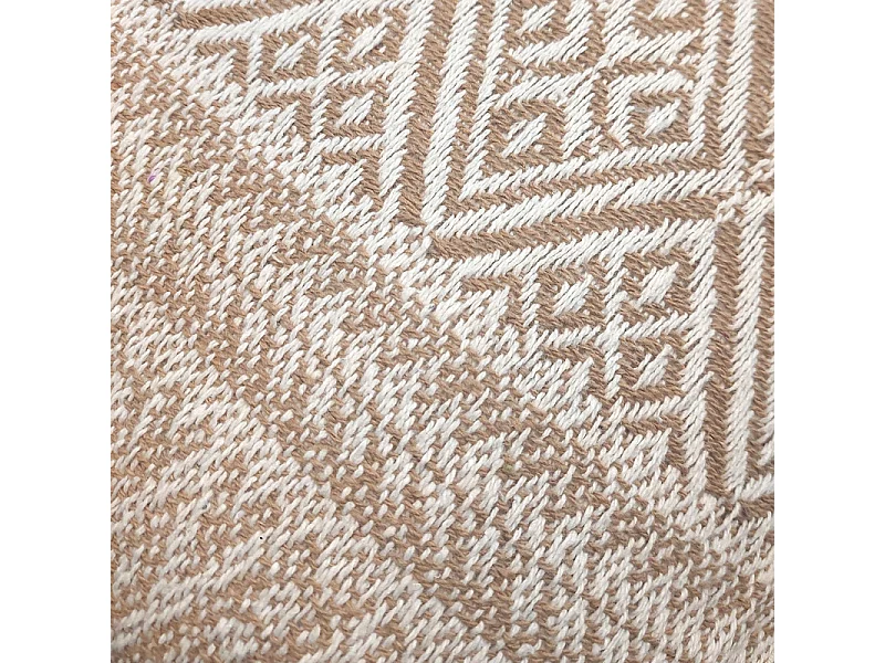 Coussin carré 40 x 40 cm coton brodé motifs aztèques beige - LUSTER