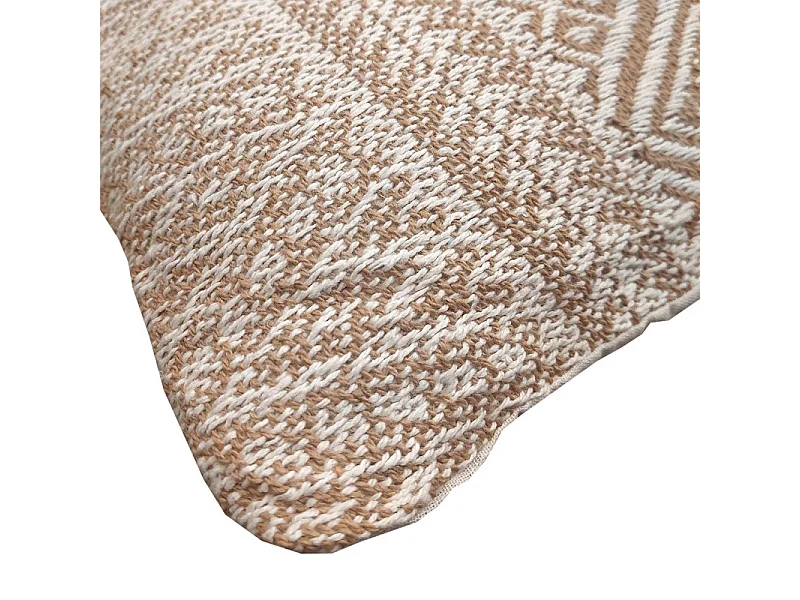Coussin carré 40 x 40 cm coton brodé motifs aztèques beige - LUSTER