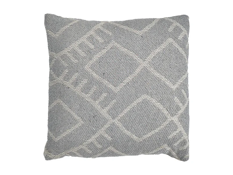 Coussin carré 40 x 40 cm coton brodé avec dessin tribal gris - FLARE