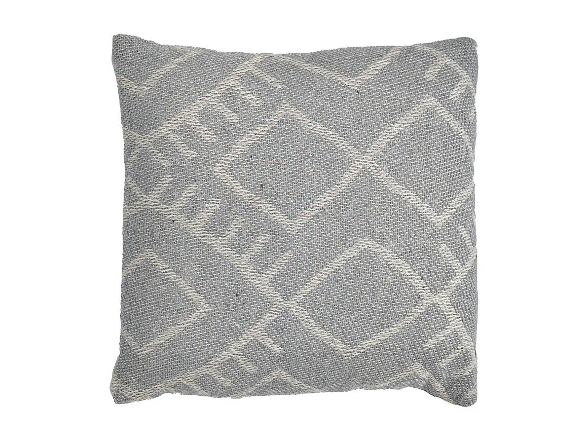 Coussin carré 40 x 40 cm coton brodé avec dessin tribal gris - FLARE