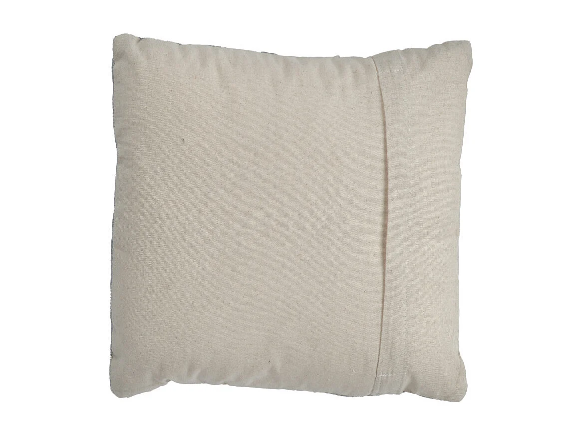 Coussin carré 40 x 40 cm coton brodé avec dessin tribal gris - FLARE