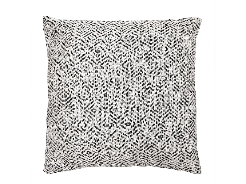 Coussin carré 40 x 40 cm coton brodé avec motifs losanges noirs - EMBER