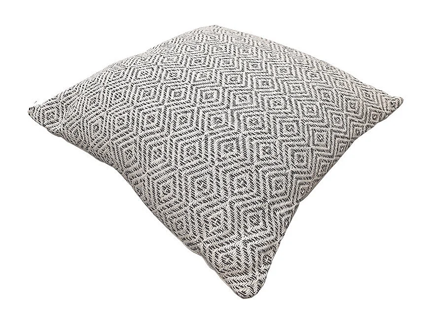 Coussin carré 40 x 40 cm coton brodé avec motifs losanges noirs - EMBER