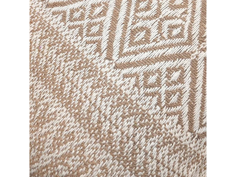 Lot 2 coussins carrés 40 x 40 cm coton brodé aztèque beige - LUSTER