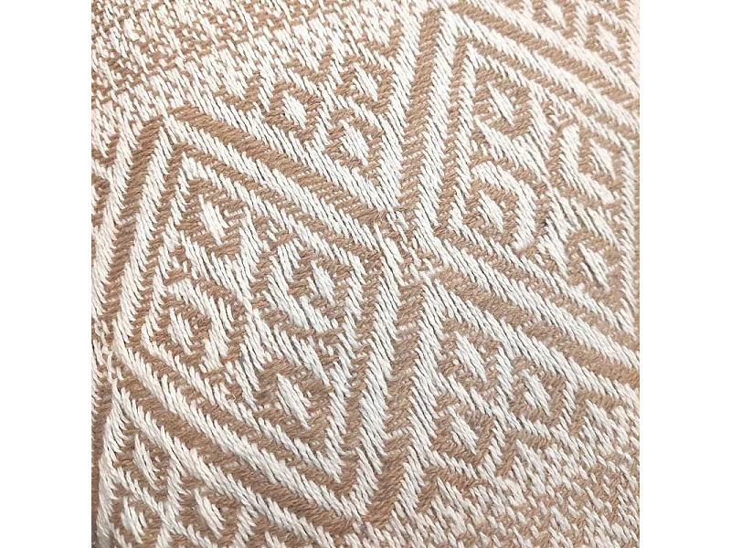 Lot 2 coussins carrés 40 x 40 cm coton brodé aztèque beige - LUSTER