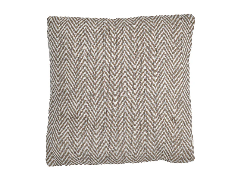 Coussin carré 40 x 40 cm coton brodé de motifs chevrons beige - GLINT