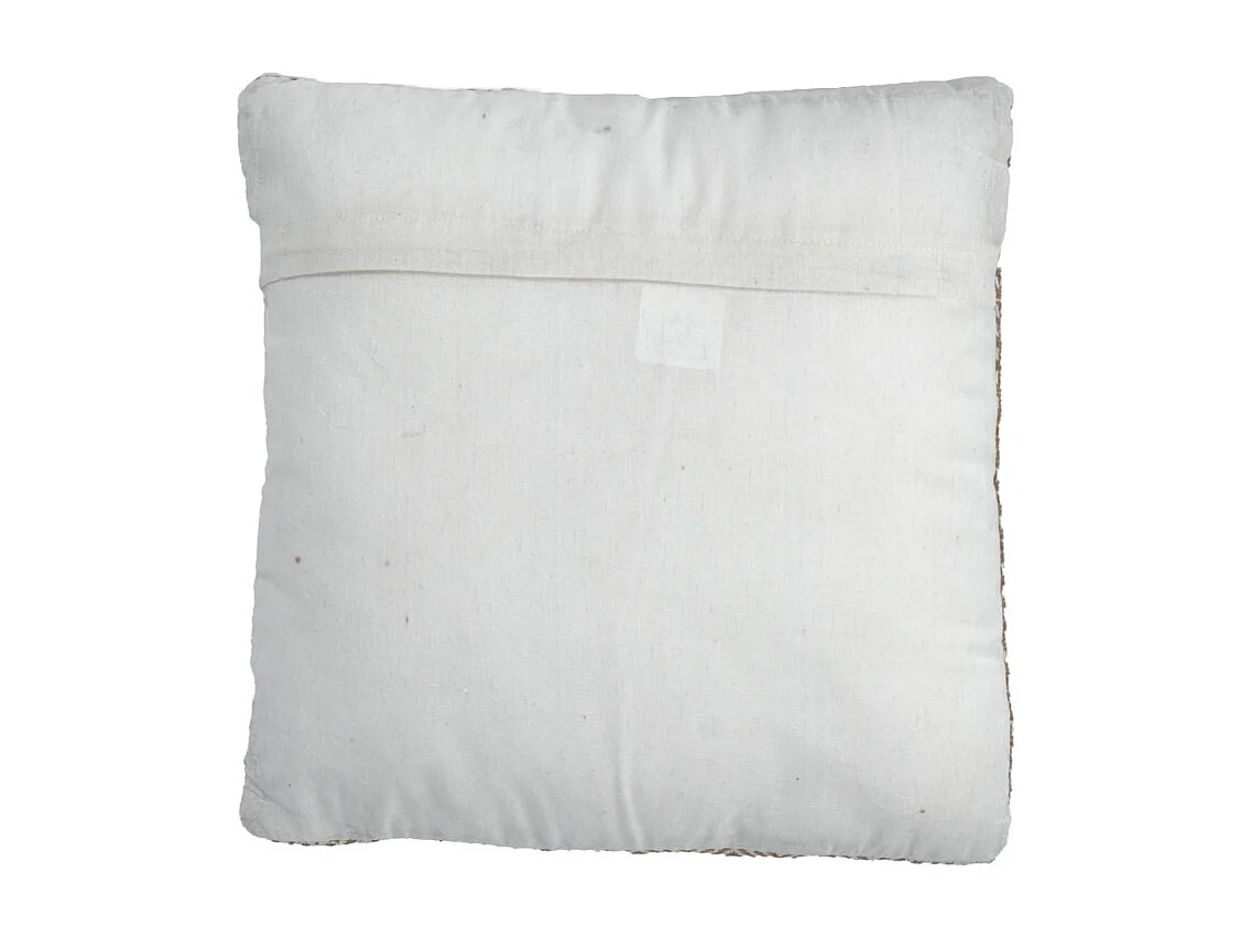 Coussin carré 40 x 40 cm coton brodé de motifs chevrons beige - GLINT