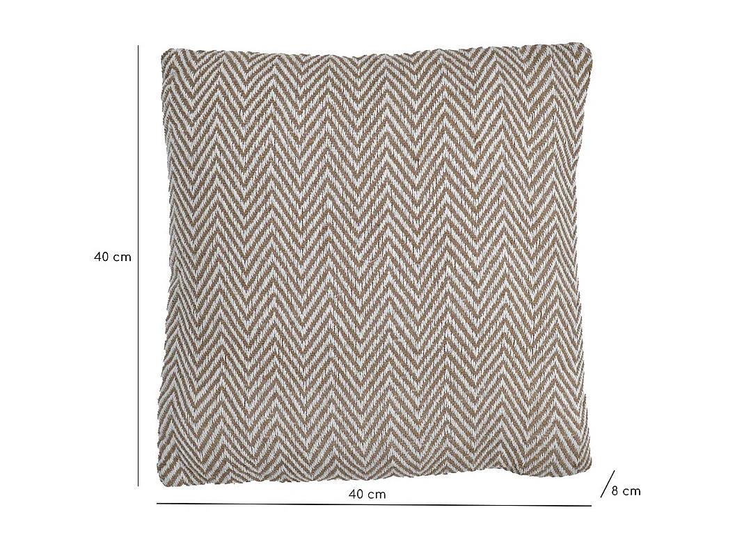 Coussin carré 40 x 40 cm coton brodé de motifs chevrons beige - GLINT