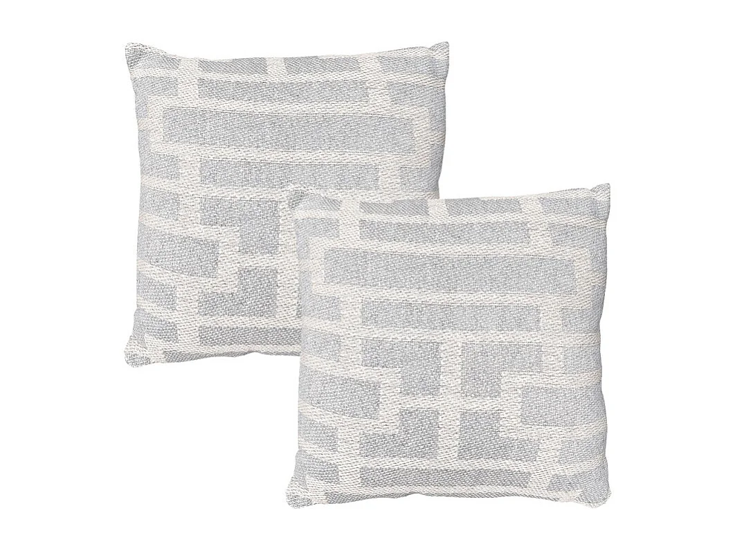 Lot 2 coussins carrés 40 x 40 cm coton brodé géométrique gris - RAY