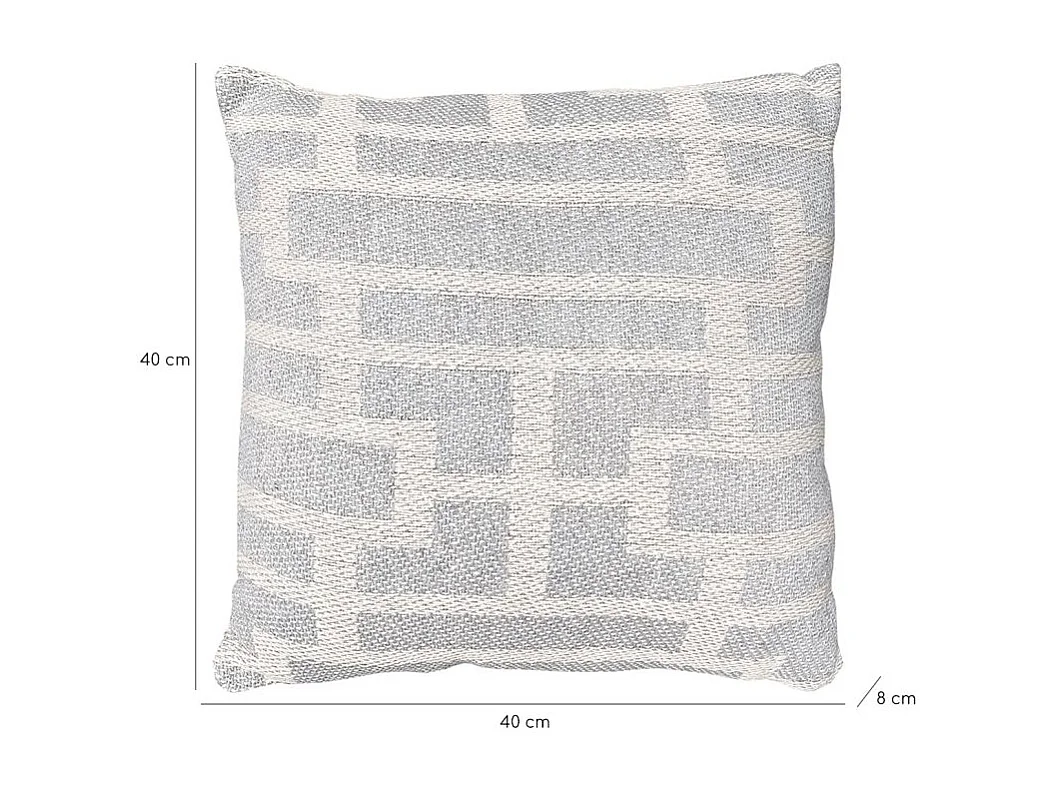 Lot 2 coussins carrés 40 x 40 cm coton brodé géométrique gris - RAY