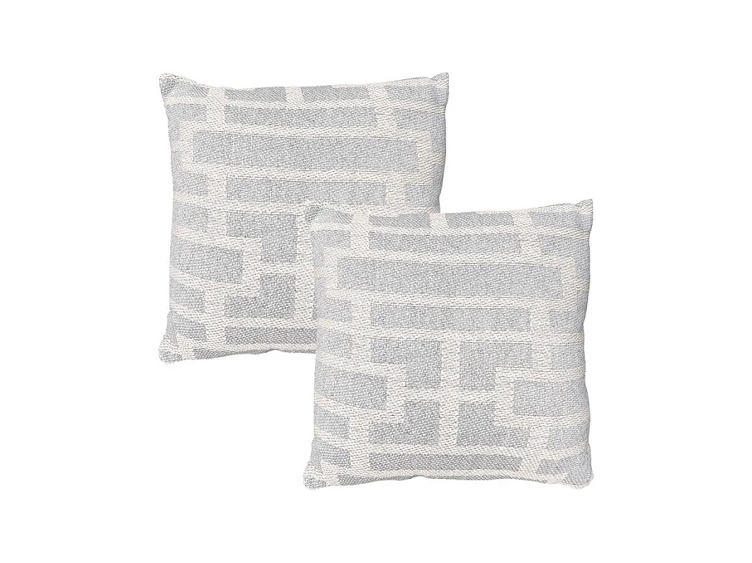 Lot 2 coussins carrés 40 x 40 cm coton brodé géométrique gris - RAY