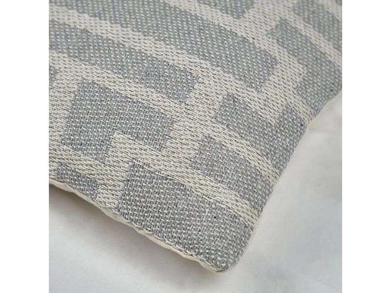 Lot 2 coussins carrés 40 x 40 cm coton brodé géométrique gris - RAY