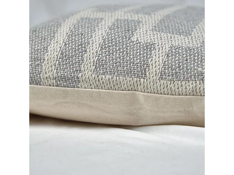 Lot 2 coussins carrés 40 x 40 cm coton brodé géométrique gris - RAY