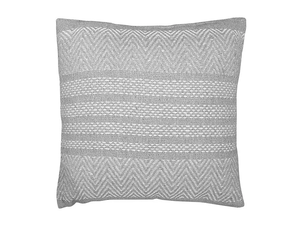 Coussin carré 40 x 40 cm coton brodé avec motifs lignes gris - FLICKER