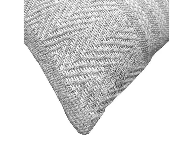 Coussin carré 40 x 40 cm coton brodé avec motifs lignes gris - FLICKER