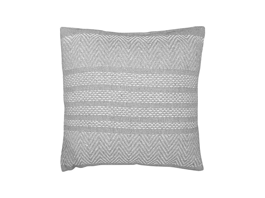 Coussin carré 40 x 40 cm coton brodé avec motifs lignes gris - FLICKER