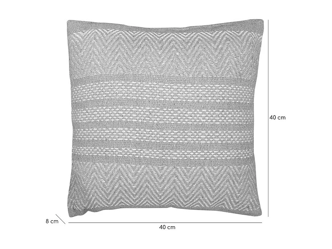 Coussin carré 40 x 40 cm coton brodé avec motifs lignes gris - FLICKER