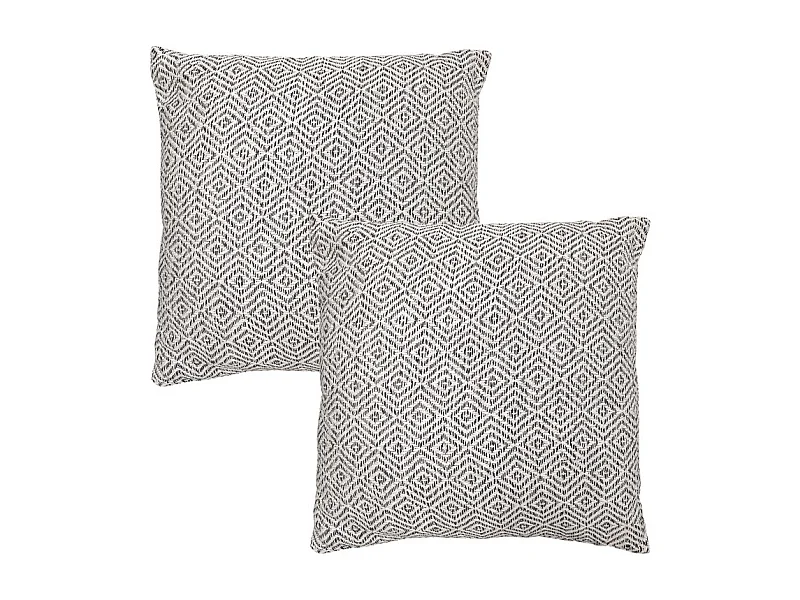 Lot 2 coussins carrés 40 x 40 cm coton brodé de losanges noirs - EMBER