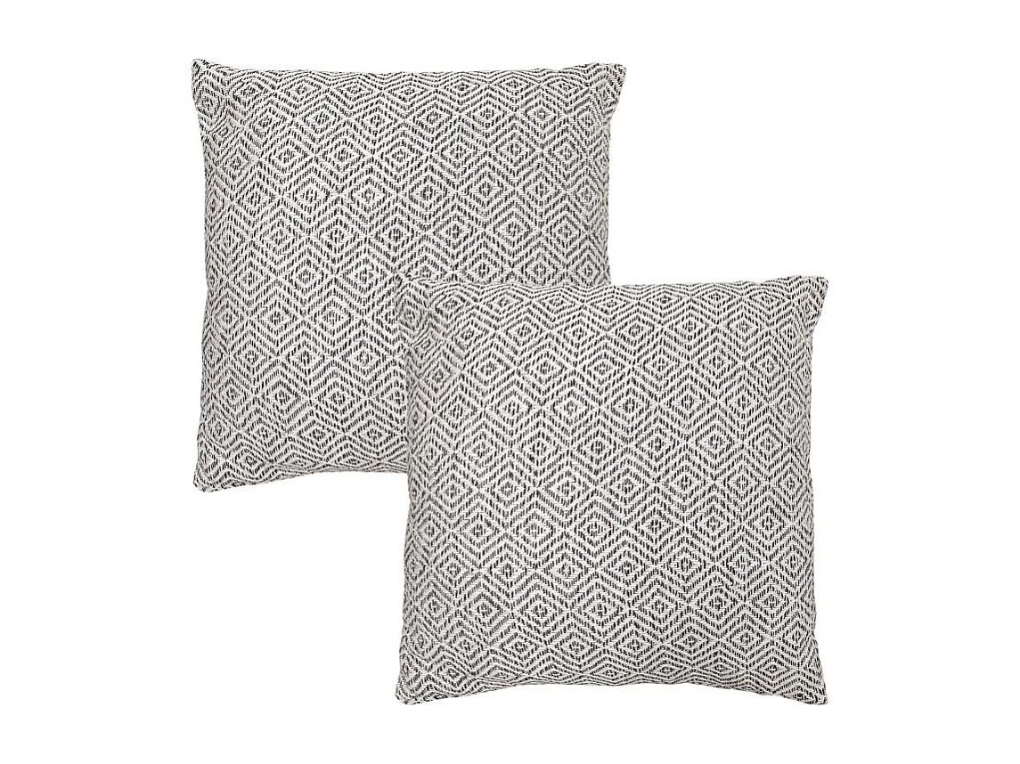 Lot 2 coussins carrés 40 x 40 cm coton brodé de losanges noirs - EMBER