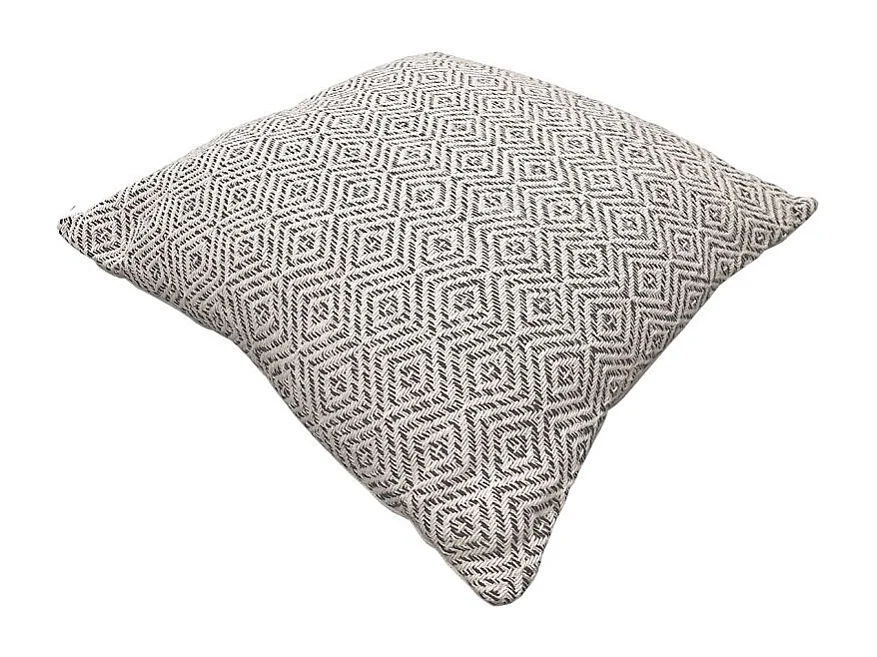 Lot 2 coussins carrés 40 x 40 cm coton brodé de losanges noirs - EMBER