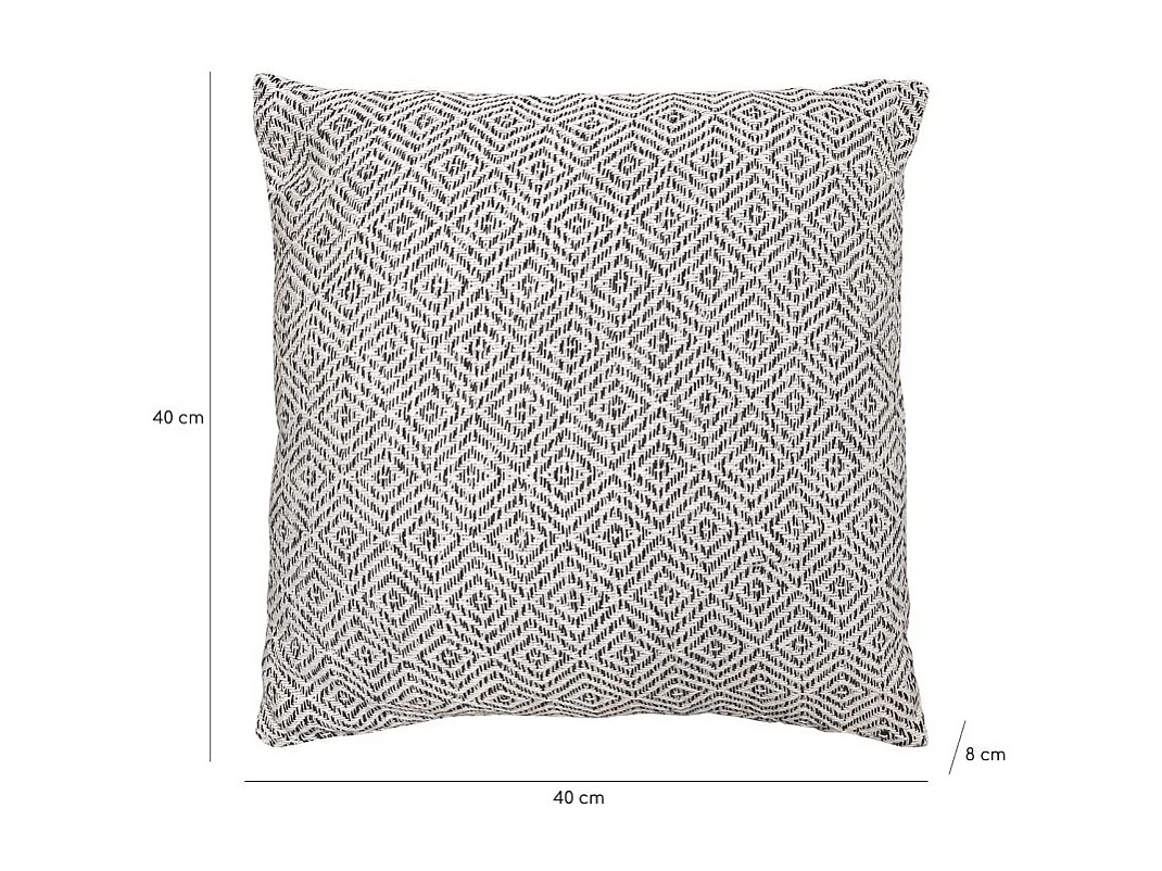 Lot 2 coussins carrés 40 x 40 cm coton brodé de losanges noirs - EMBER