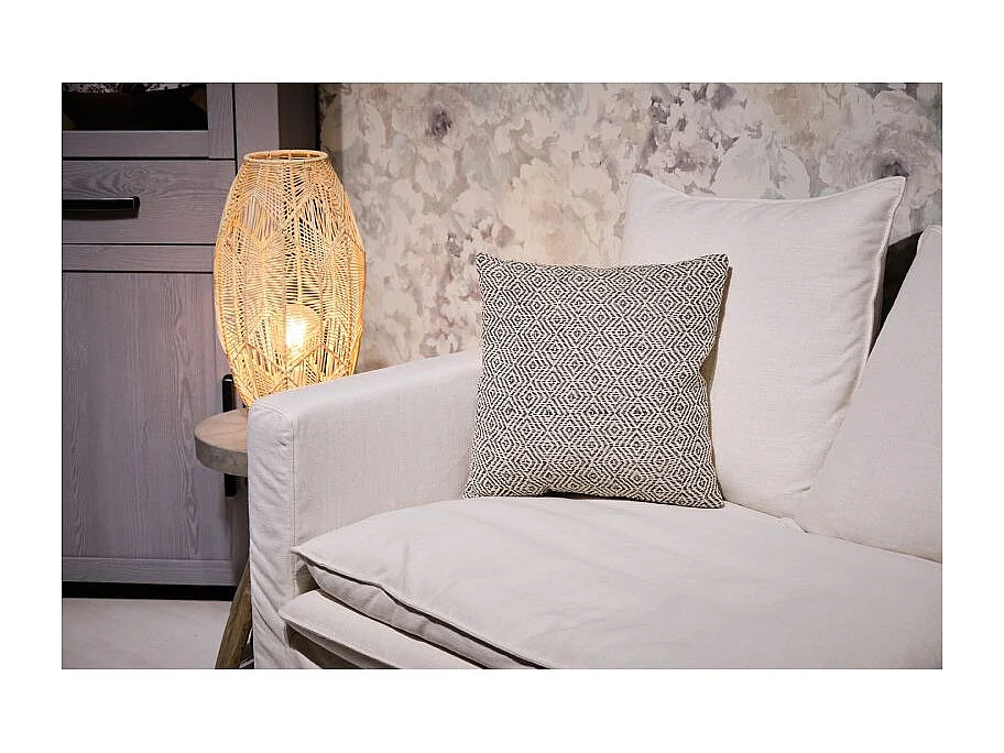 Lot 2 coussins carrés 40 x 40 cm coton brodé de losanges noirs - EMBER