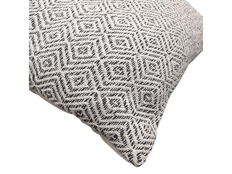 Lot 2 coussins carrés 40 x 40 cm coton brodé de losanges noirs - EMBER