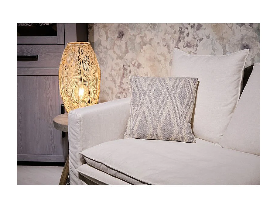 Lot 2 coussins carrés 40 x 40 cm coton brodé de losanges gris - BEAM