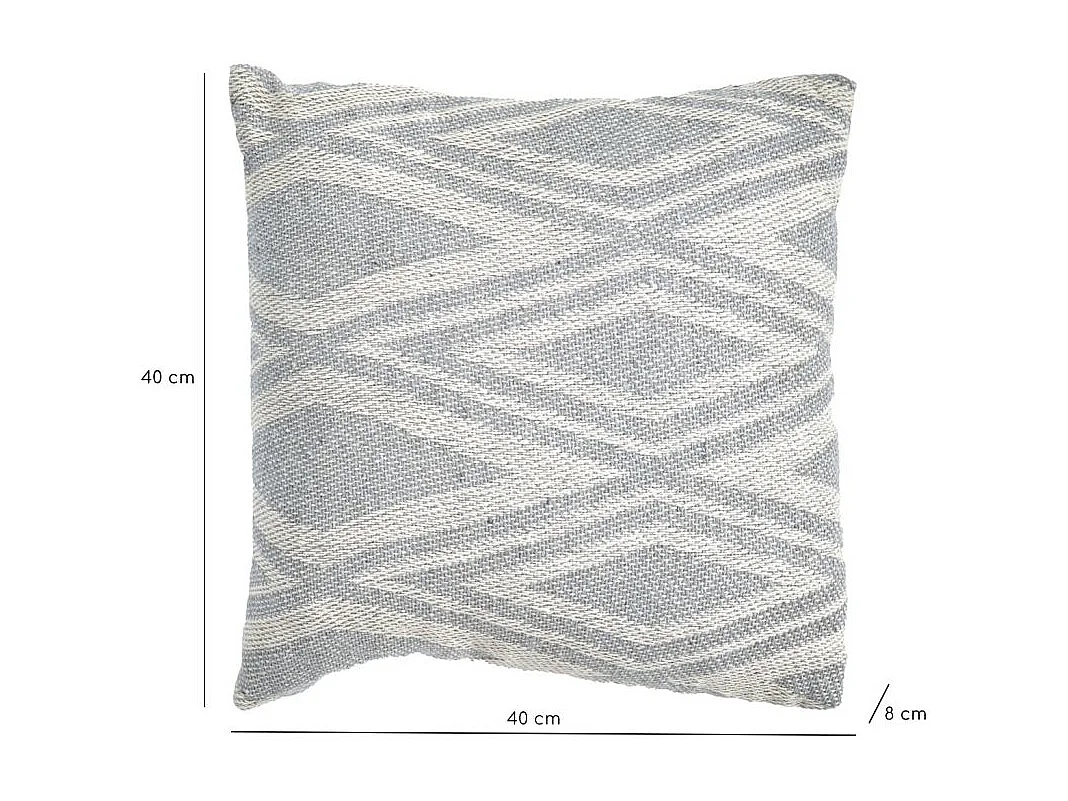 Lot 2 coussins carrés 40 x 40 cm coton brodé de losanges gris - BEAM