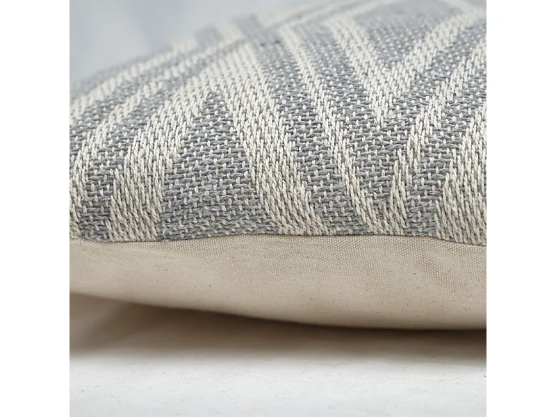 Lot 2 coussins carrés 40 x 40 cm coton brodé de losanges gris - BEAM