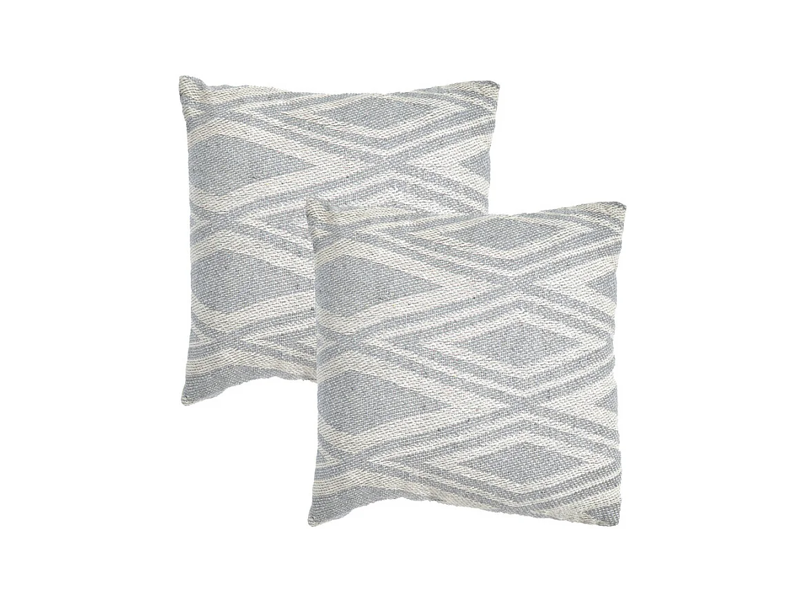 Lot 2 coussins carrés 40 x 40 cm coton brodé de losanges gris - BEAM