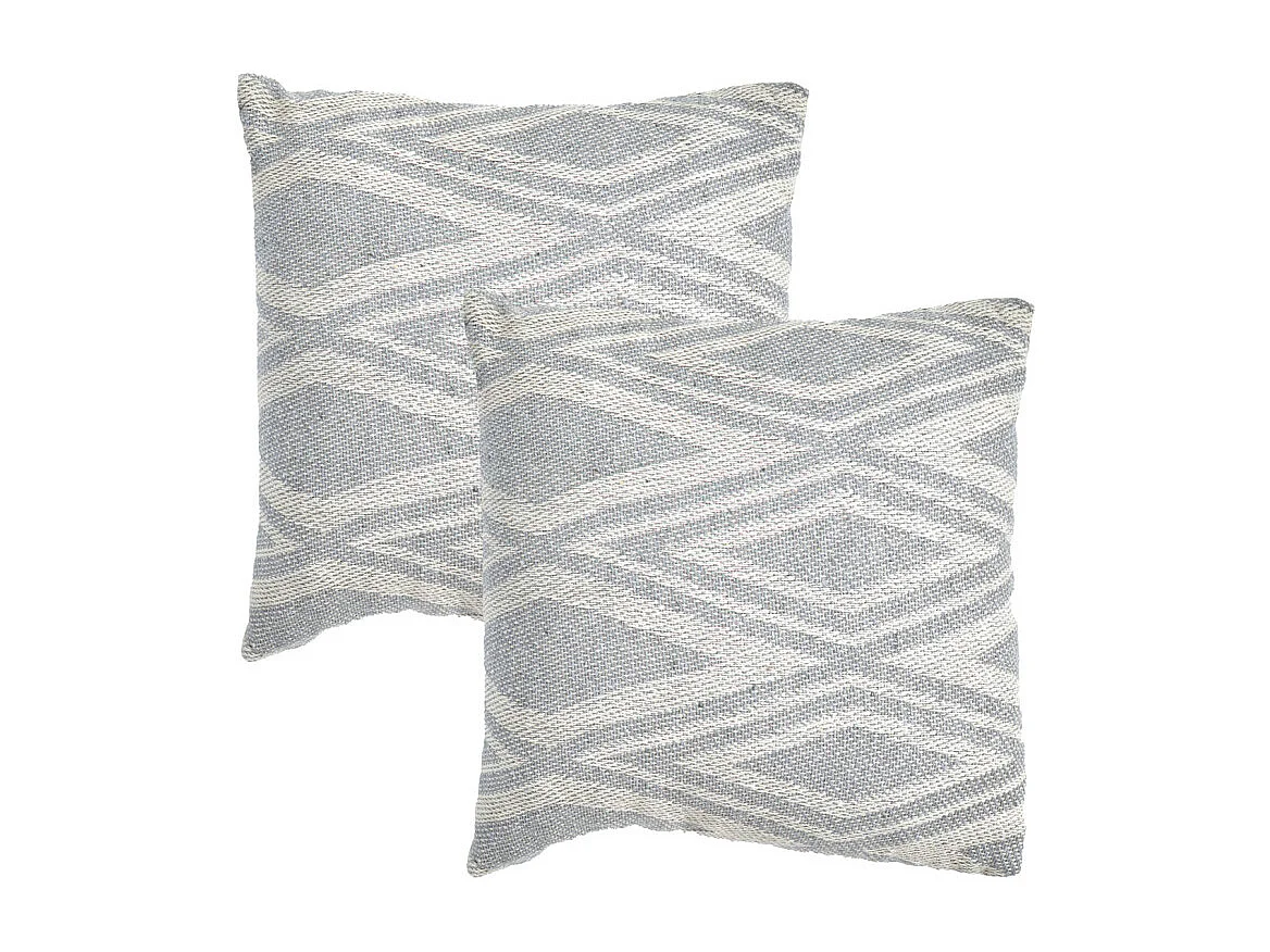 Lot 2 coussins carrés 40 x 40 cm coton brodé de losanges gris - BEAM