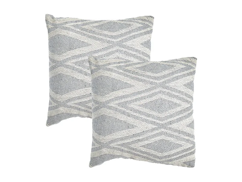 Lot 2 coussins carrés 40 x 40 cm coton brodé de losanges gris - BEAM