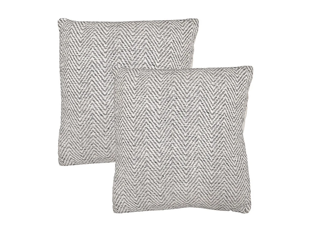 Lot 2 coussins carrés 40 x 40 cm coton brodé de chevrons gris - GLOW