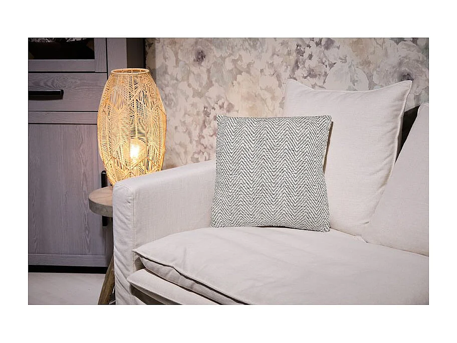 Lot 2 coussins carrés 40 x 40 cm coton brodé de chevrons gris - GLOW