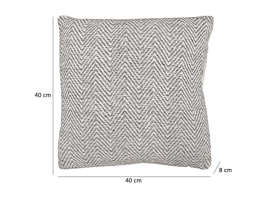 Lot 2 coussins carrés 40 x 40 cm coton brodé de chevrons gris - GLOW