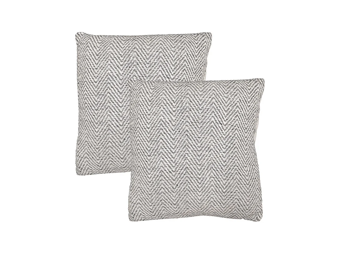 Lot 2 coussins carrés 40 x 40 cm coton brodé de chevrons gris - GLOW