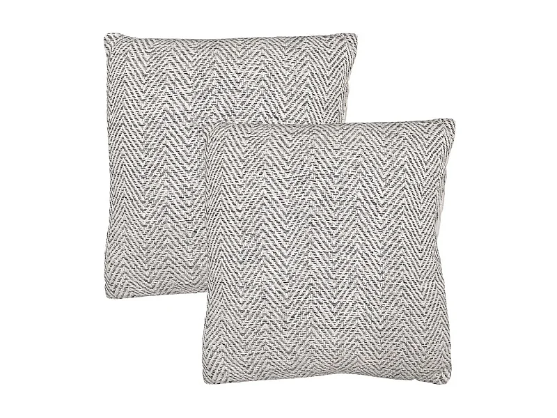 Lot 2 coussins carrés 40 x 40 cm coton brodé de chevrons gris - GLOW