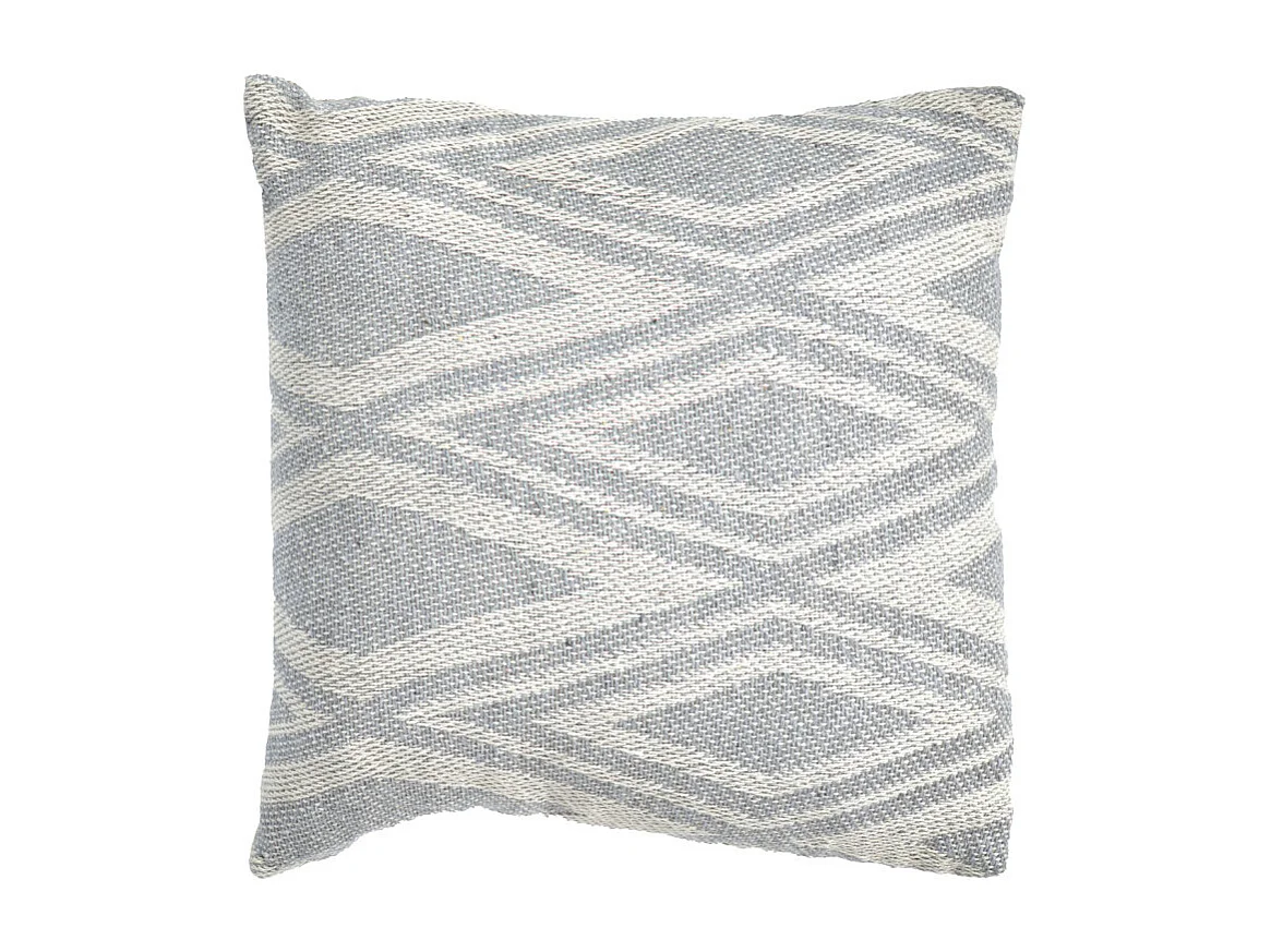 Coussin carré 40 x 40 cm coton brodé grands losanges gris - BEAM