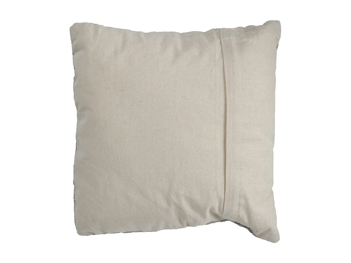 Coussin carré 40 x 40 cm coton brodé grands losanges gris - BEAM