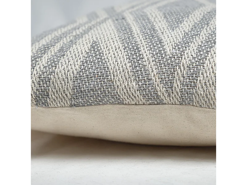 Coussin carré 40 x 40 cm coton brodé grands losanges gris - BEAM