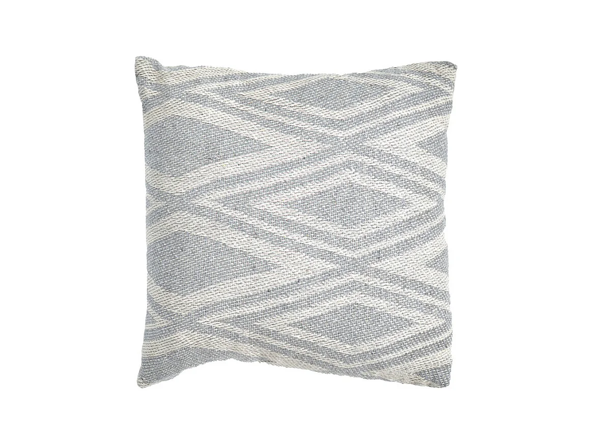 Coussin carré 40 x 40 cm coton brodé grands losanges gris - BEAM