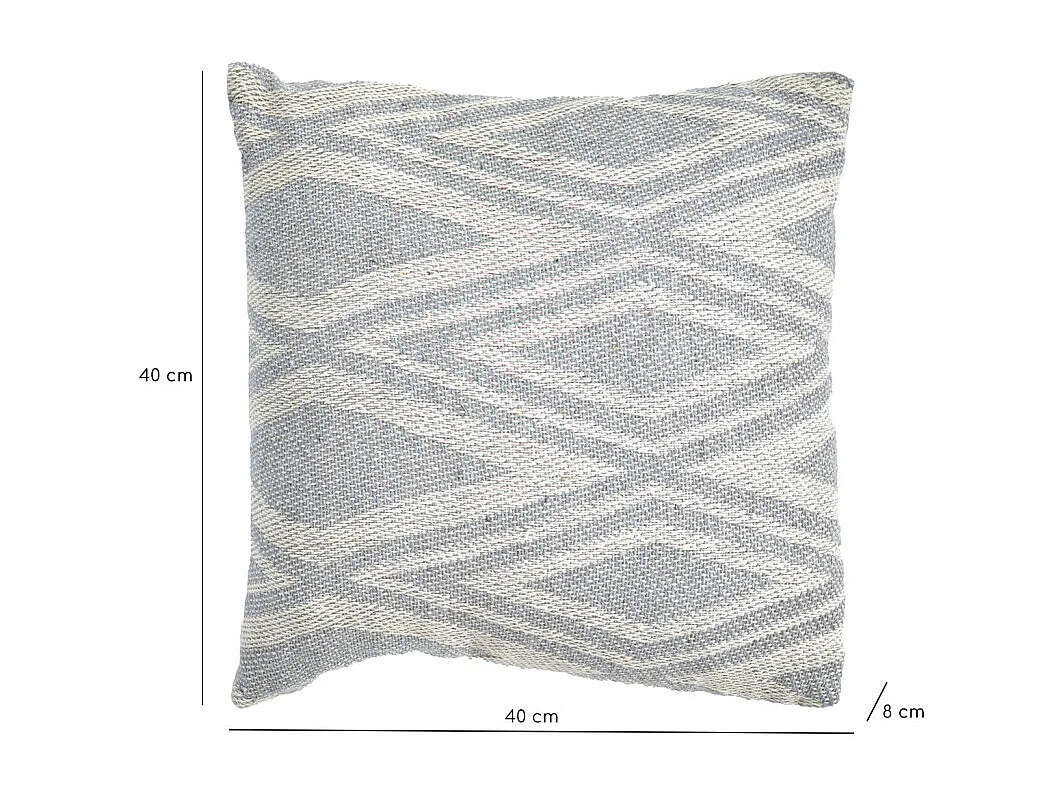 Coussin carré 40 x 40 cm coton brodé grands losanges gris - BEAM