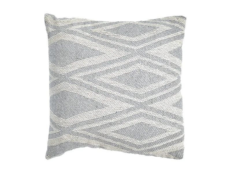 Coussin carré 40 x 40 cm coton brodé grands losanges gris - BEAM