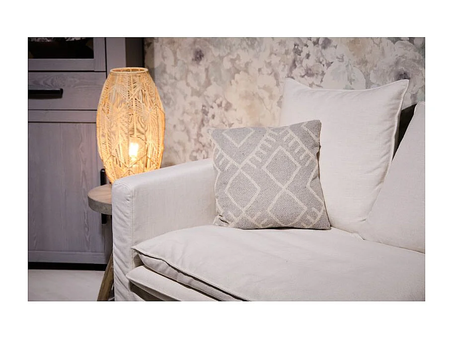 Lot 2 coussins carrés 40 x 40 cm coton brodé motif tribal gris - FLARE