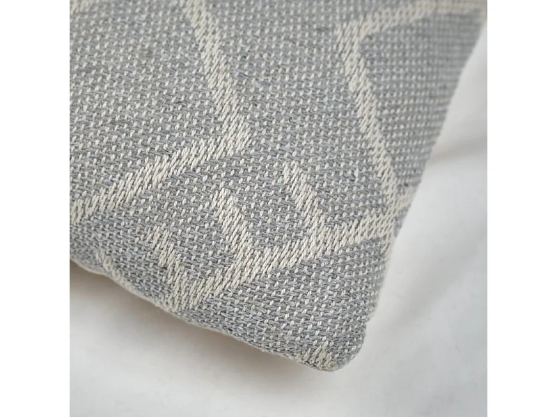 Lot 2 coussins carrés 40 x 40 cm coton brodé motif tribal gris - FLARE