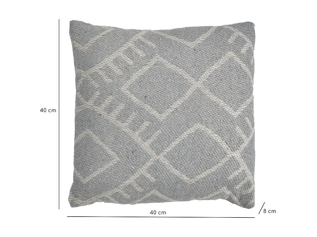 Lot 2 coussins carrés 40 x 40 cm coton brodé motif tribal gris - FLARE